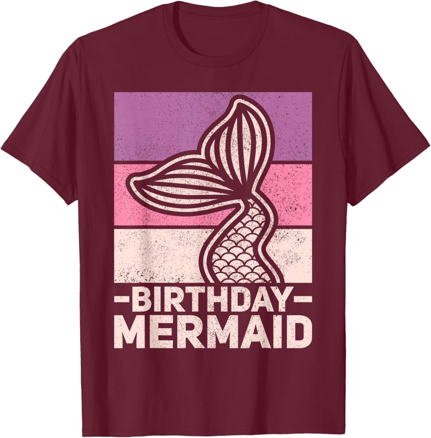 Mermaid Birthday Outfit Mermaid Party Costume Bday Mermaid T-Shirt - T-Shirt | Maroon
