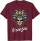 Carnevale di Venezia Traditional Mask Carnevale of Venice , Black, S T-Shirt - T-Shirt | Maroon