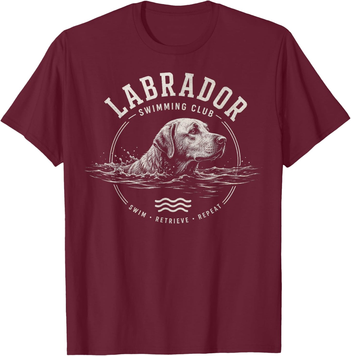 Labrador Swimming T-Shirt - T-Shirt | Maroon