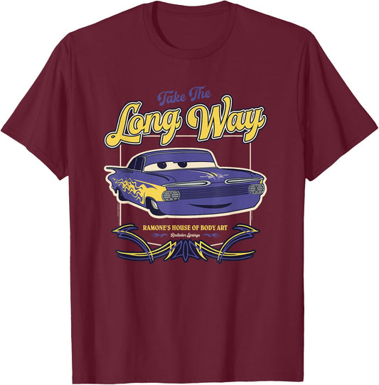 Disney and Pixar’s Cars Ramone’s Body Art Take the Long Way T-Shirt - T-Shirt | Maroon