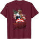 Marvel Avengers Sam Wilson Captain America Flag T-Shirt - T-Shirt | Maroon