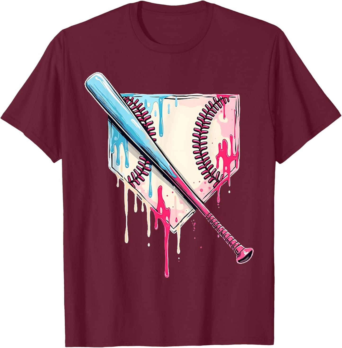 Cool Sport Baseball Home Plate Drip With Sprinkles Drip T-Shirt - T-Shirt | Maroon
