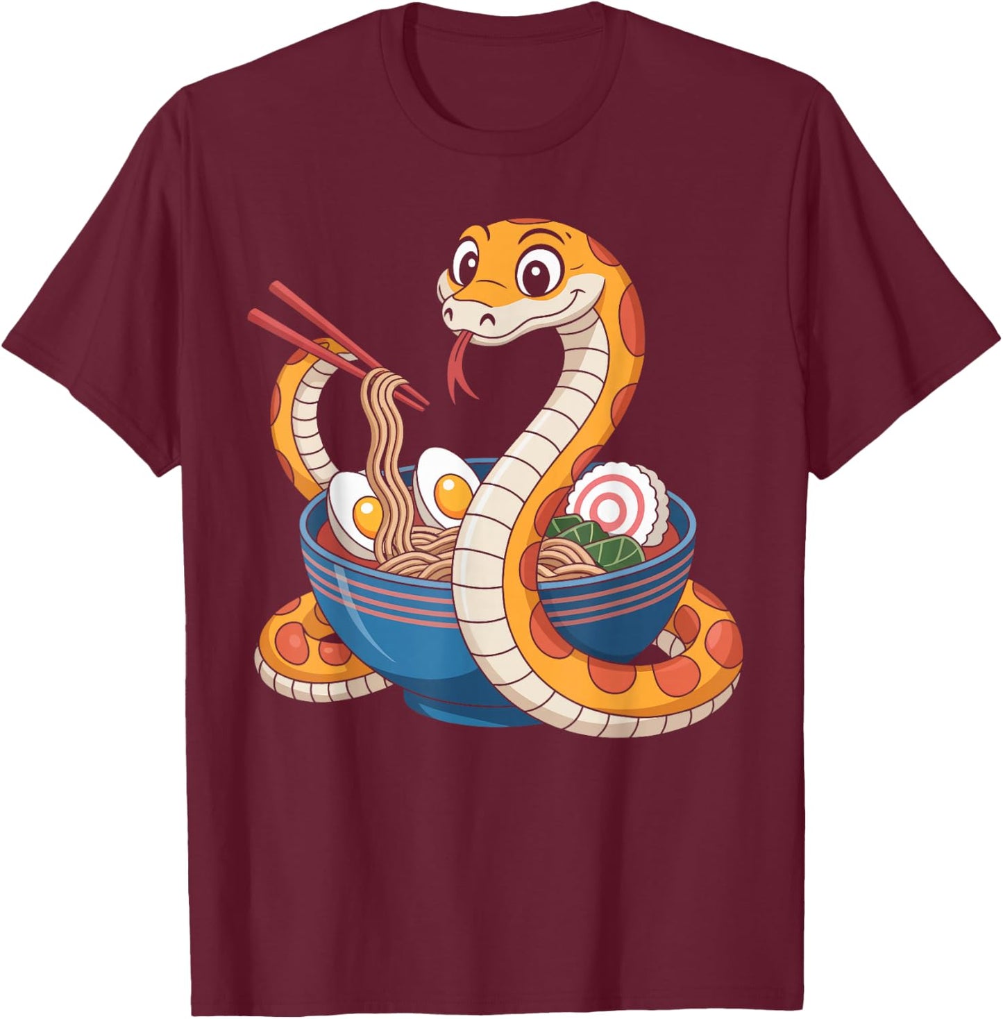 Funny Ramen Snake Noodle Lover Kawaii Food Gifts for Kids T-Shirt - T-Shirt | Maroon