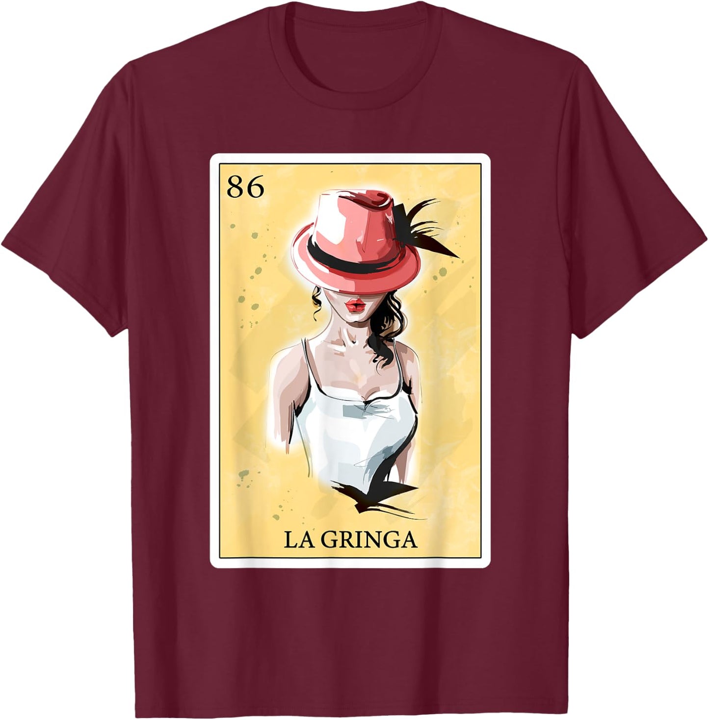 Funny Spanish-Mexican Bingo Gifts - La Gringa T-Shirt - T-Shirt | Maroon