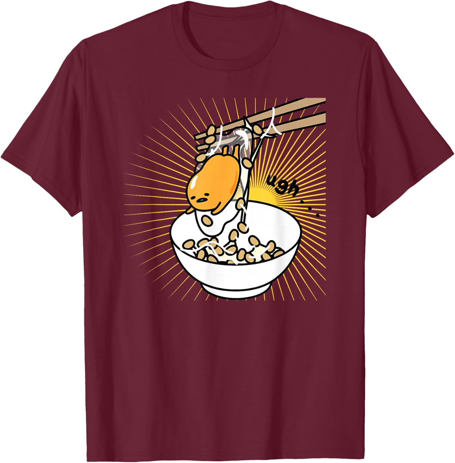 Gudetama "Ugh" Rice Bowl Shirt T-Shirt - T-Shirt | Maroon