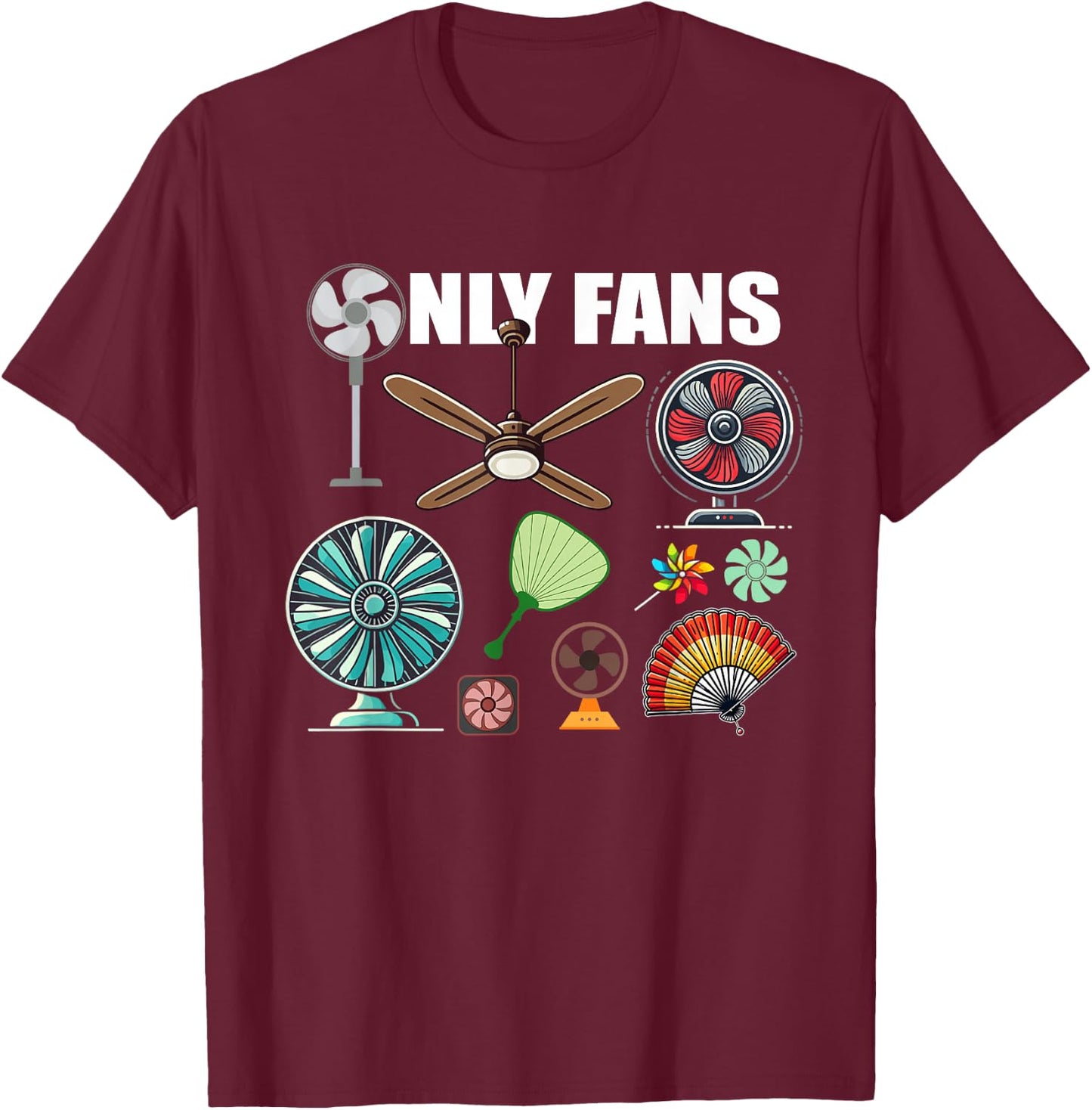 Only Fans Humour , Black, S T-Shirt - T-Shirt | Maroon