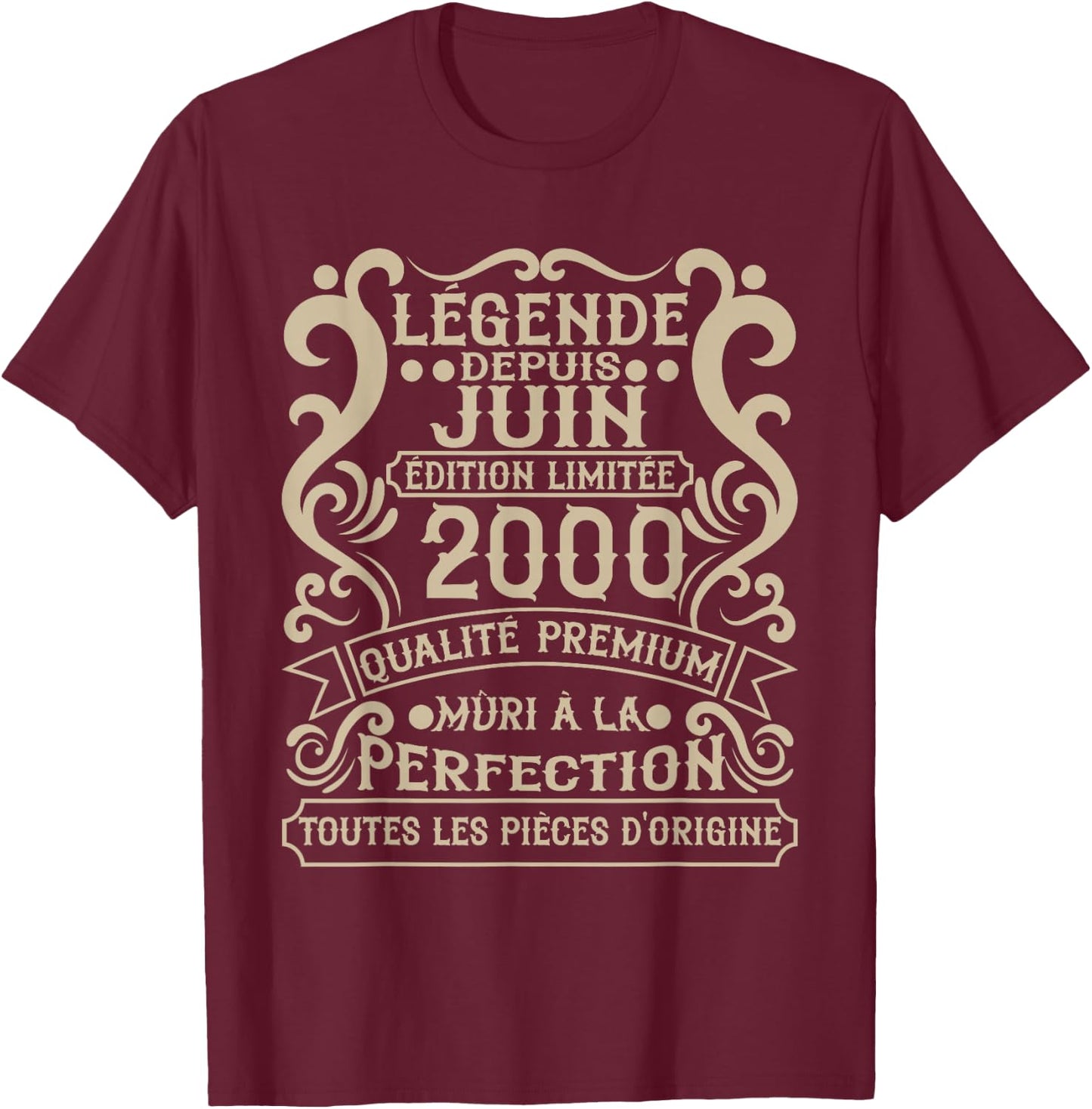 June 2000 - 25 Years Anniversary Gift Vintage 2000 T-Shirt - T-Shirt | Maroon