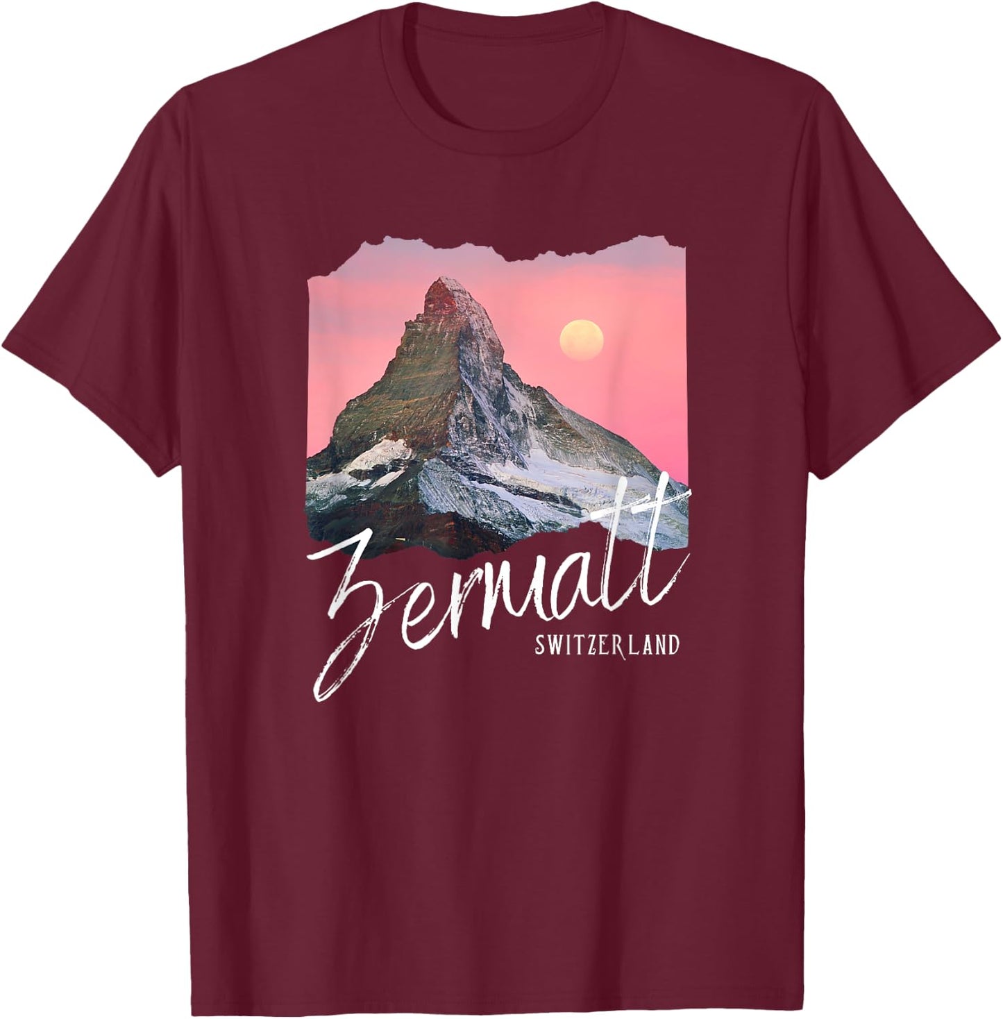 Zermatt Souvenir / Switzerland Zermatt , black, S T-Shirt - T-Shirt | Maroon
