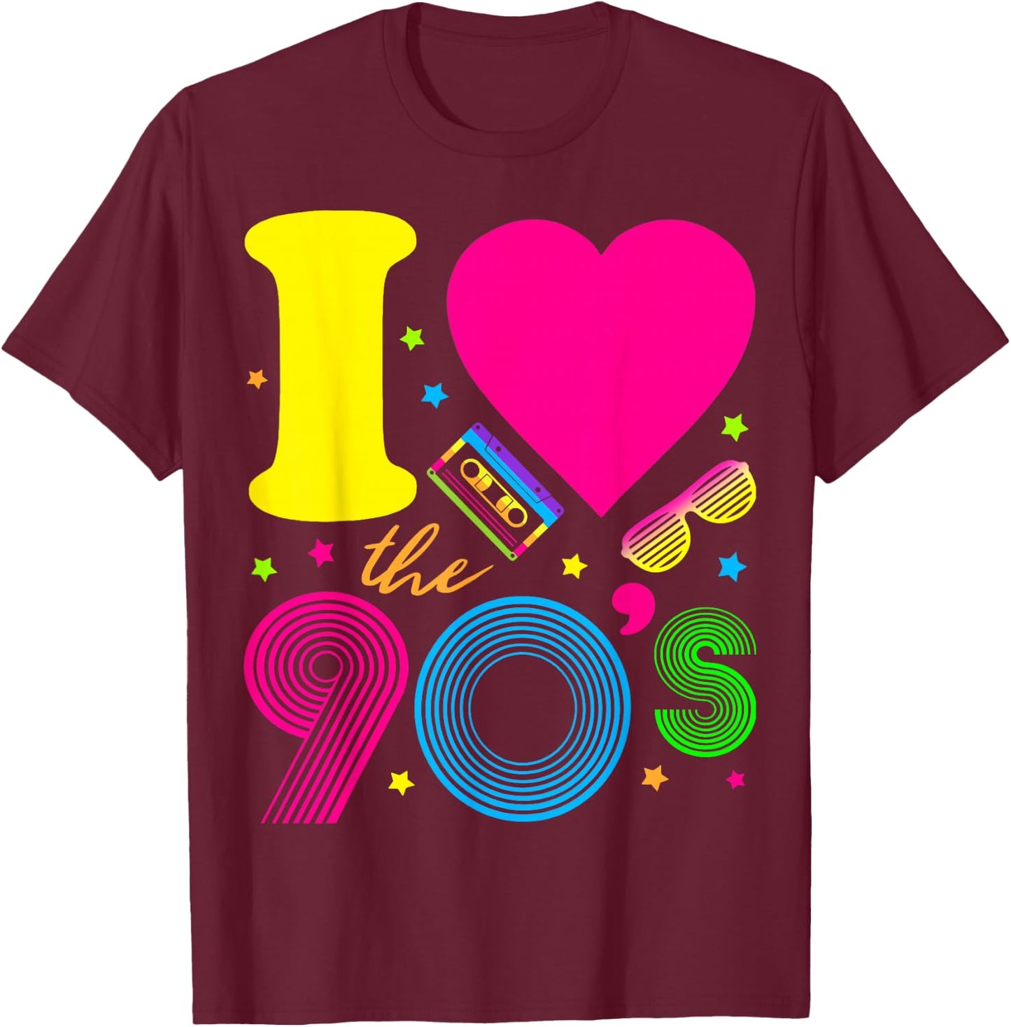 1990's 90s I Heart The Nineties T-Shirt - T-Shirt | Maroon