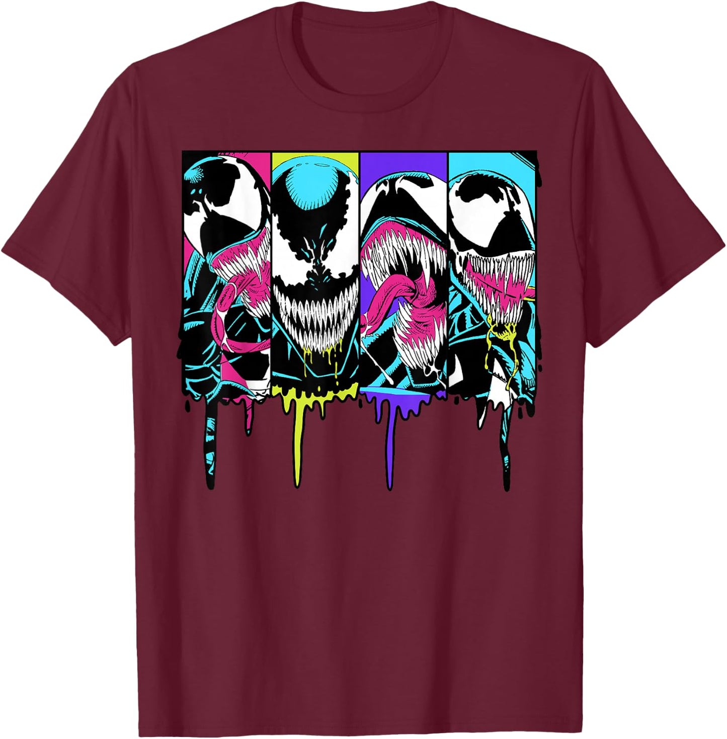 Marvel Venom Colorful Dripping Comic Panel Small T-Shirt - T-Shirt | Maroon