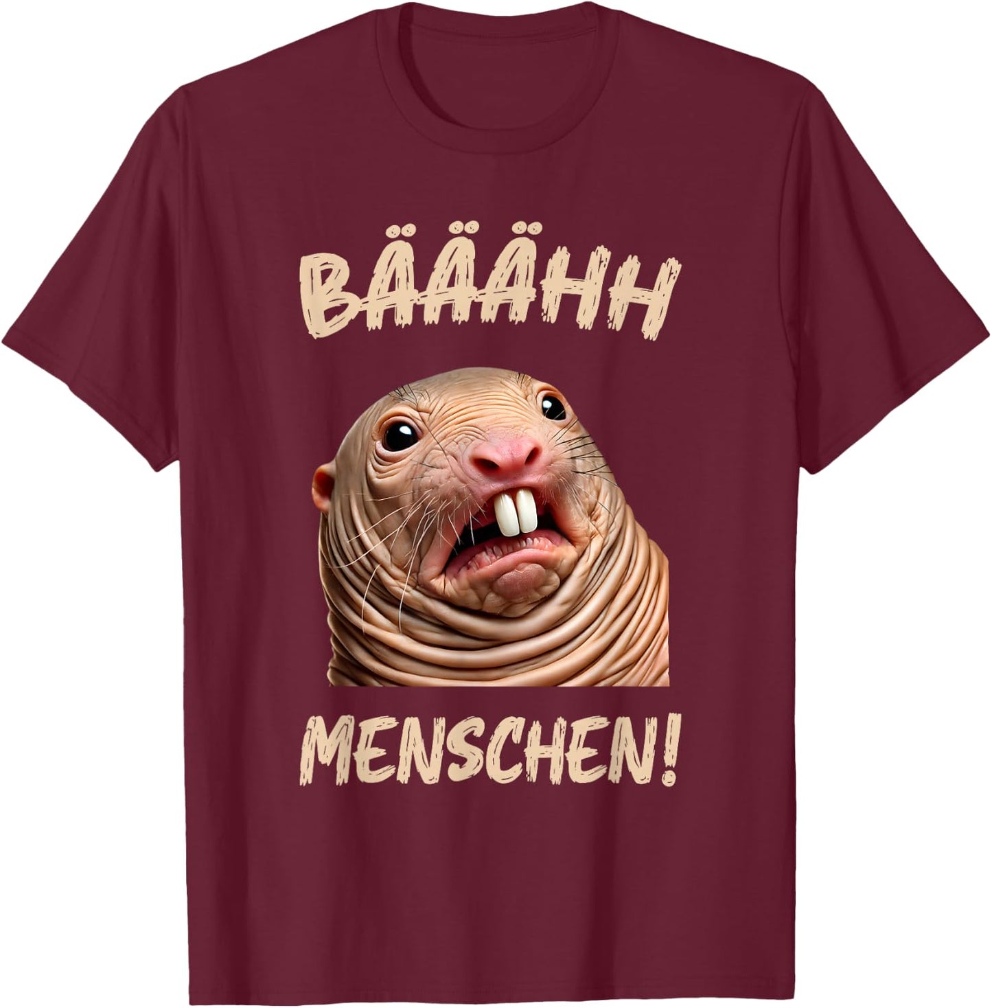 Funny with German Text "Ich hasse Menschen" [German Language], black T-Shirt - T-Shirt | Maroon