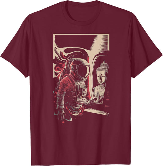 Astronaute Bouddha Spirituel Zen Sci-Fi Space Esthétique Homme T-Shirt - T-Shirt | Maroon