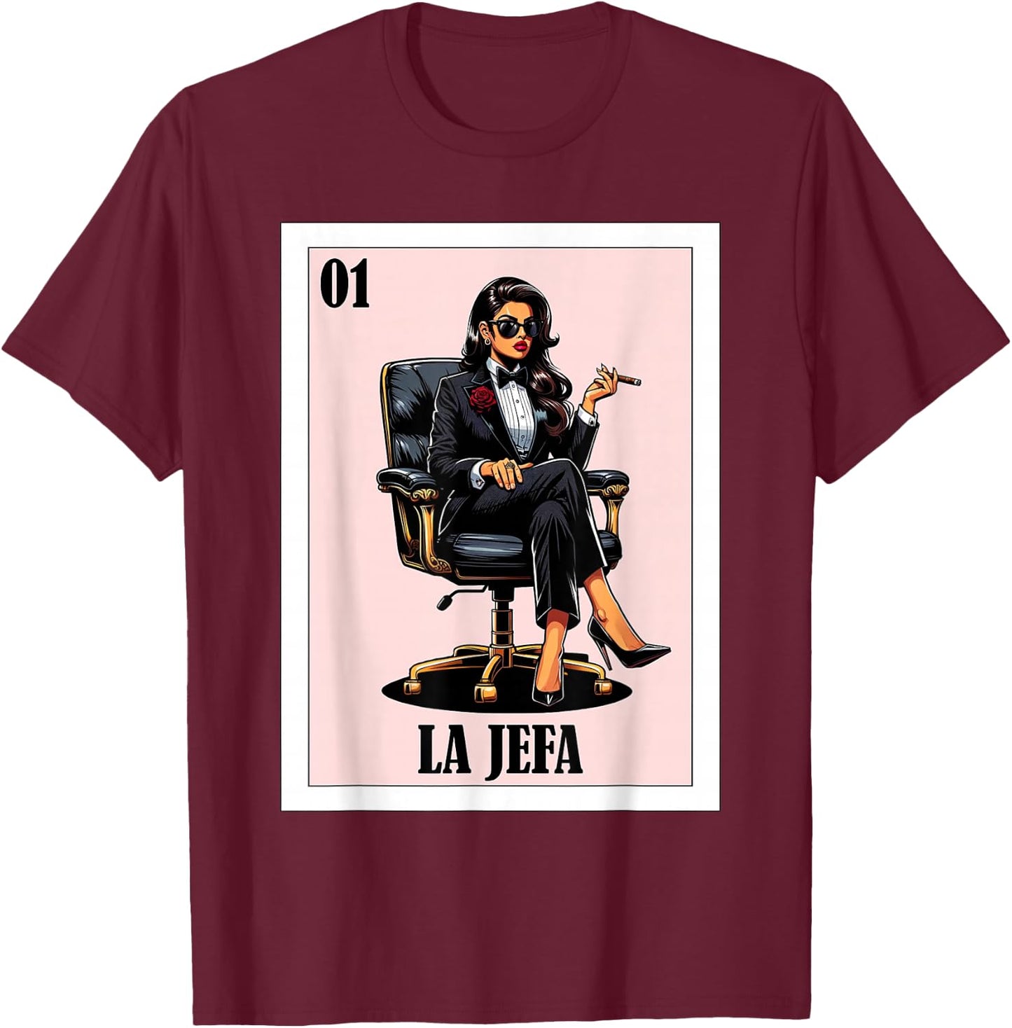 Funny Mexican Design for Hispanas - La Jefa T-Shirt - T-Shirt | Maroon