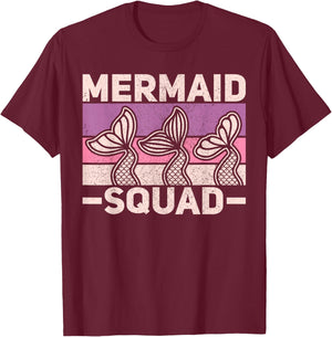 Mermaid Squad Mermaid Birthday Outfit Mermaid Party Mermaid T-Shirt - T-Shirt | Maroon