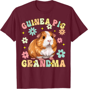 Guinea Pig Grandma Groovy Guinea Pig T-Shirt - T-Shirt | Maroon