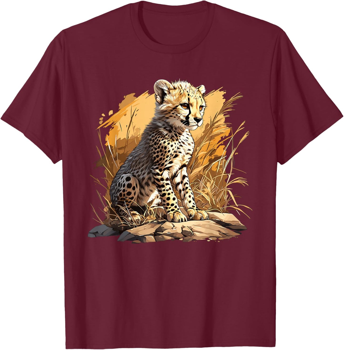Cheetah Cheetah Cheetah , black T-Shirt - T-Shirt | Maroon