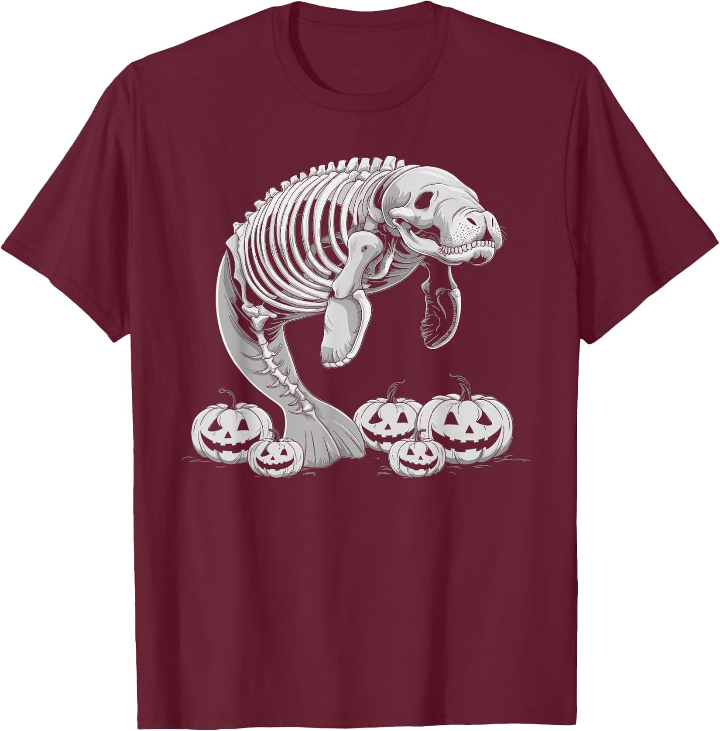 Manatee Skeleton Birthday Halloween Kids T-Shirt - T-Shirt | Maroon