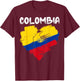 Colombia Pride Hispanic Heritage Month Colombian Flag Heart T-Shirt - T-Shirt | Maroon