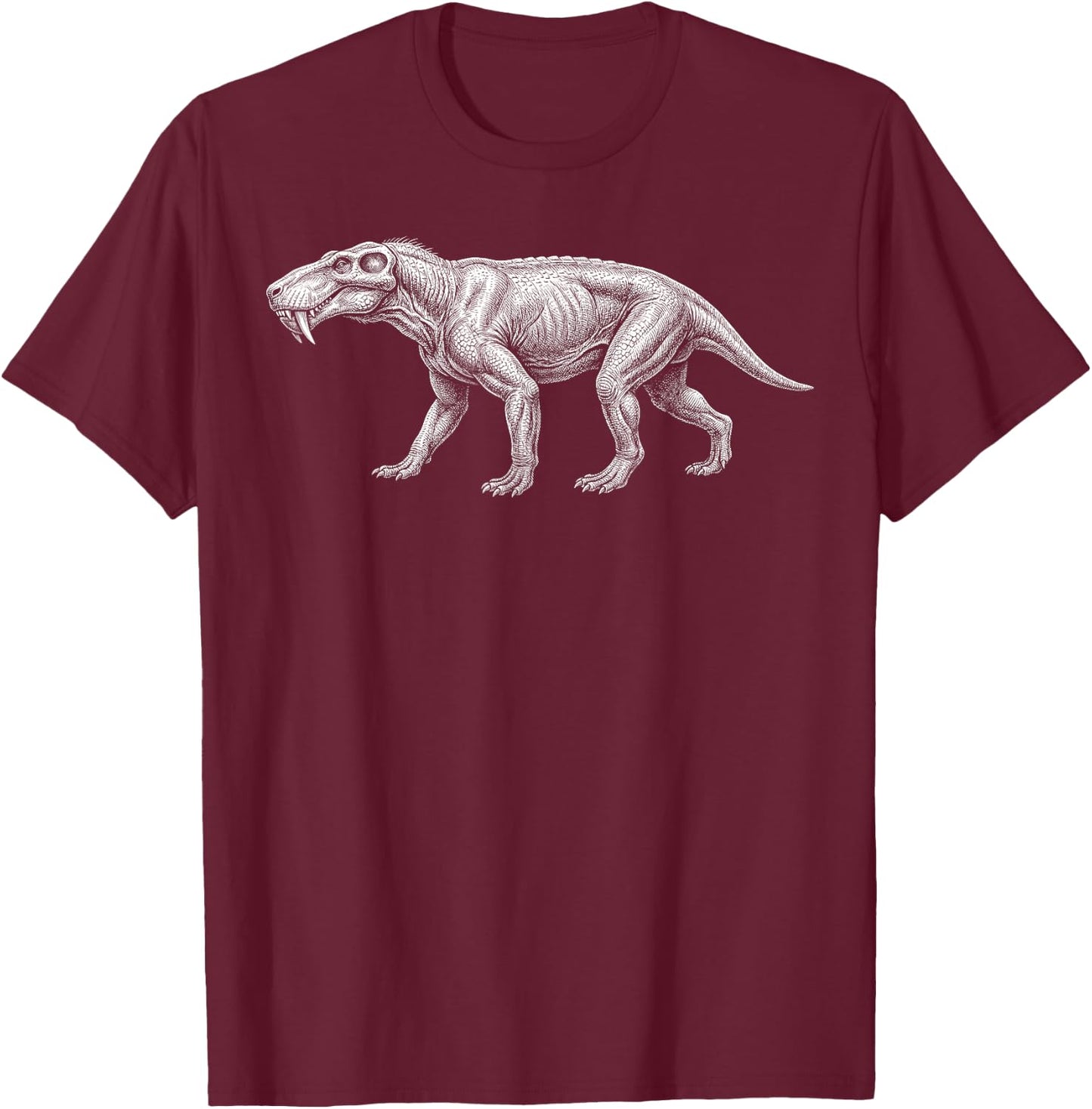 Gorgonopsid Permian Predator Synapsid Prehistoric Animal T-Shirt - T-Shirt | Maroon