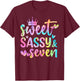 Sweet Sassy and Seven Girls Birthday Tie Dye 7 Year Old Kids T-Shirt - T-Shirt | Maroon