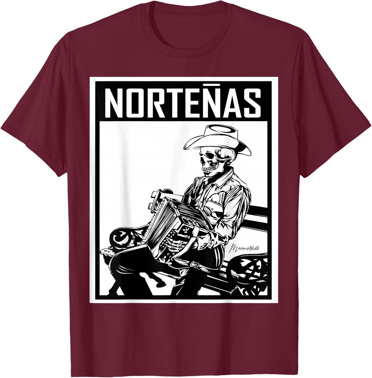 Nortenas Calavera T-Shirt - T-Shirt | Maroon