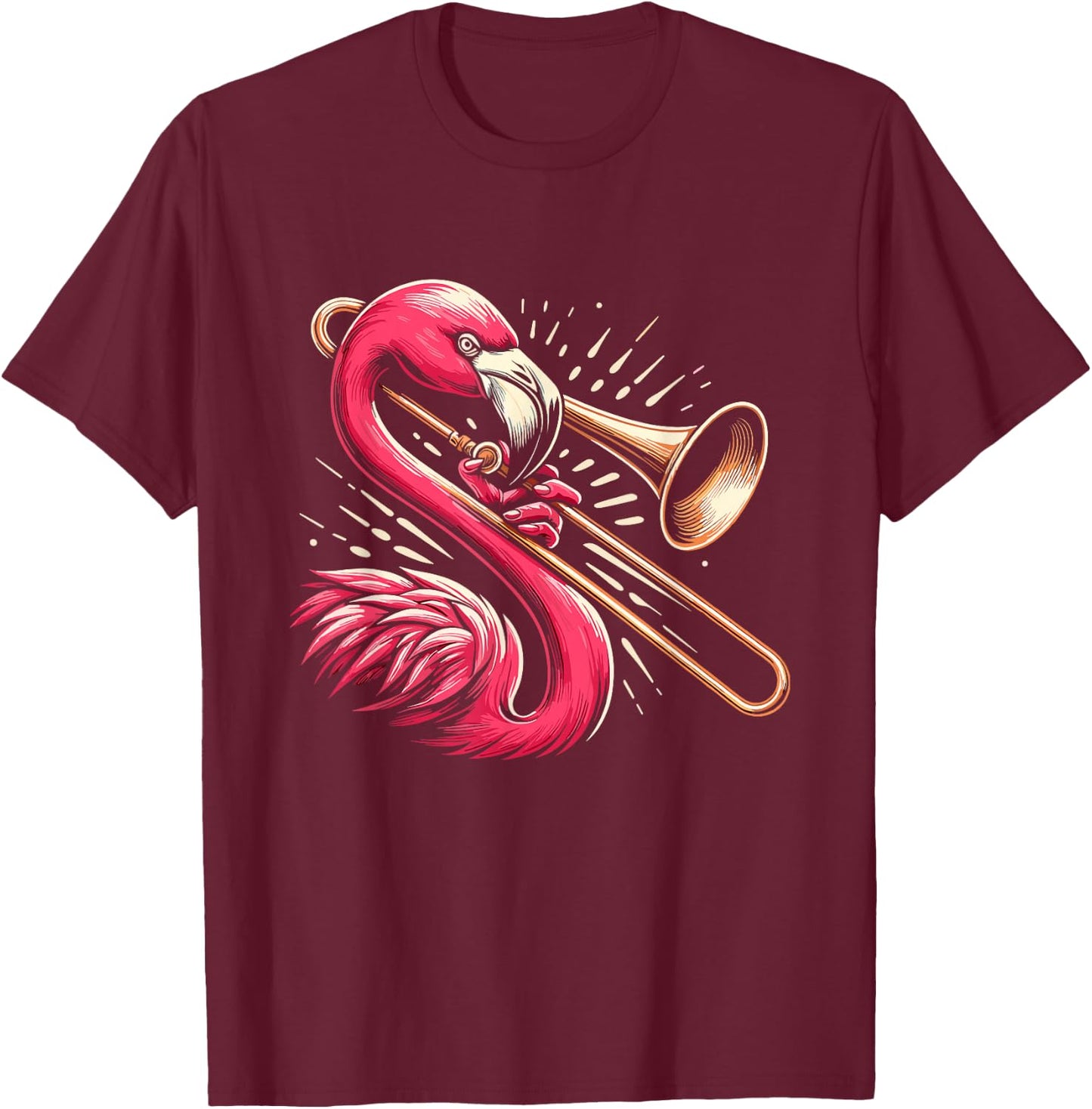 Flamingo Trombone Player T-Shirt - T-Shirt | Maroon