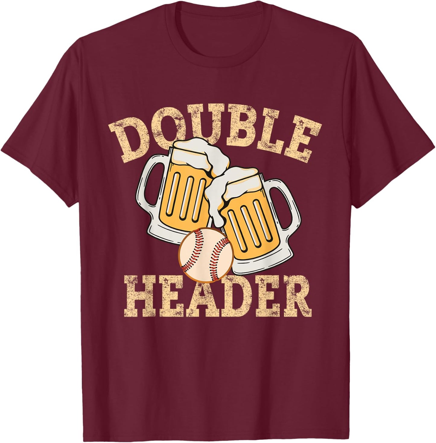 Baseball Double Header s Lucky Baseball T-Shirt - T-Shirt | Maroon
