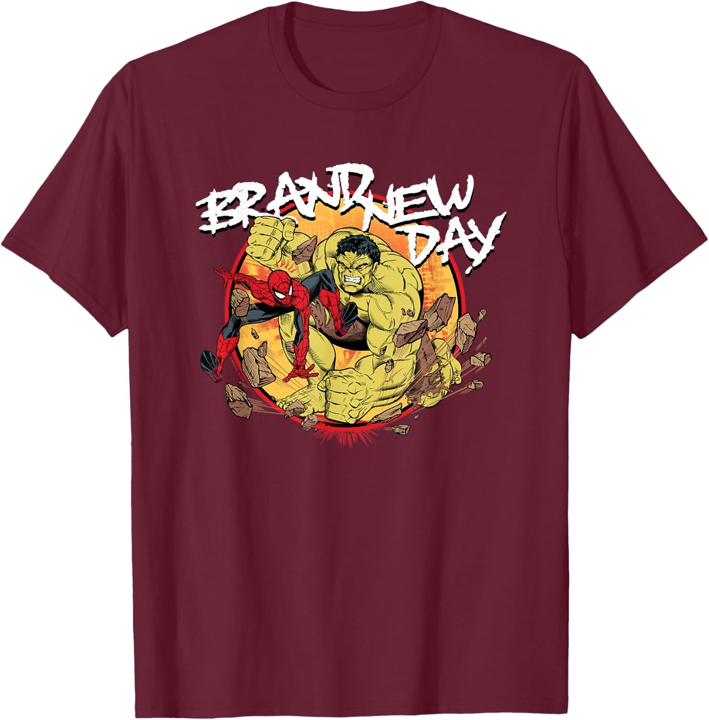 Marvel Spider-Man: New Day Hulk vs Spidey Breakout T-Shirt - T-Shirt | Maroon