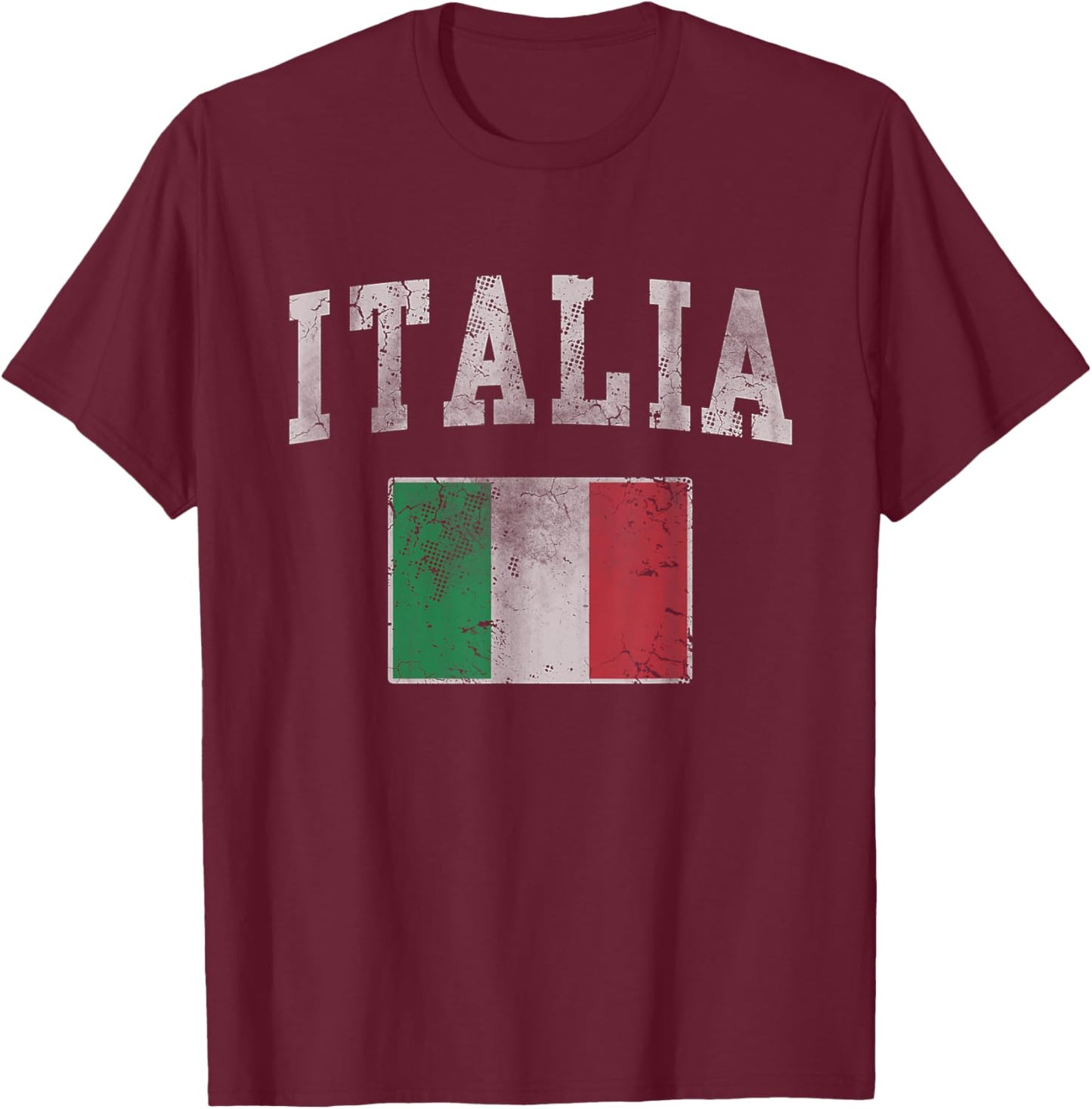 Vintage Italia Italian Flag Italy Men Women Kids Youth T-Shirt - T-Shirt | Maroon