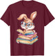 Bunny Rabbit Reading Books Funny Rabbit Books Bunny Reader T-Shirt - T-Shirt | Maroon