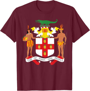 Jamaican Coat of Arms T Shirt, Coat of Arms of Jamaica Shirt T-Shirt - T-Shirt | Maroon