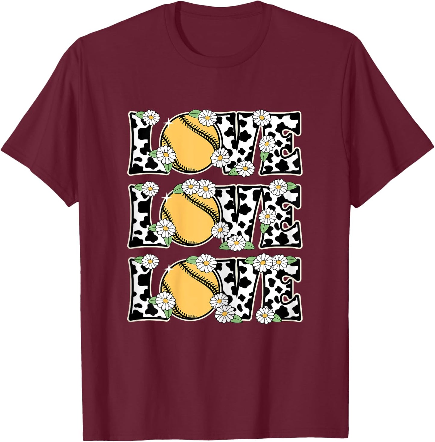 Love Softball Lover Outfit Women Girls Kids Cute Softball T-Shirt - T-Shirt | Maroon