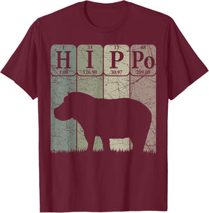Hippo Periodic Table Elements Rhino Lover Hippopotamus Retro T-Shirt - T-Shirt | Maroon