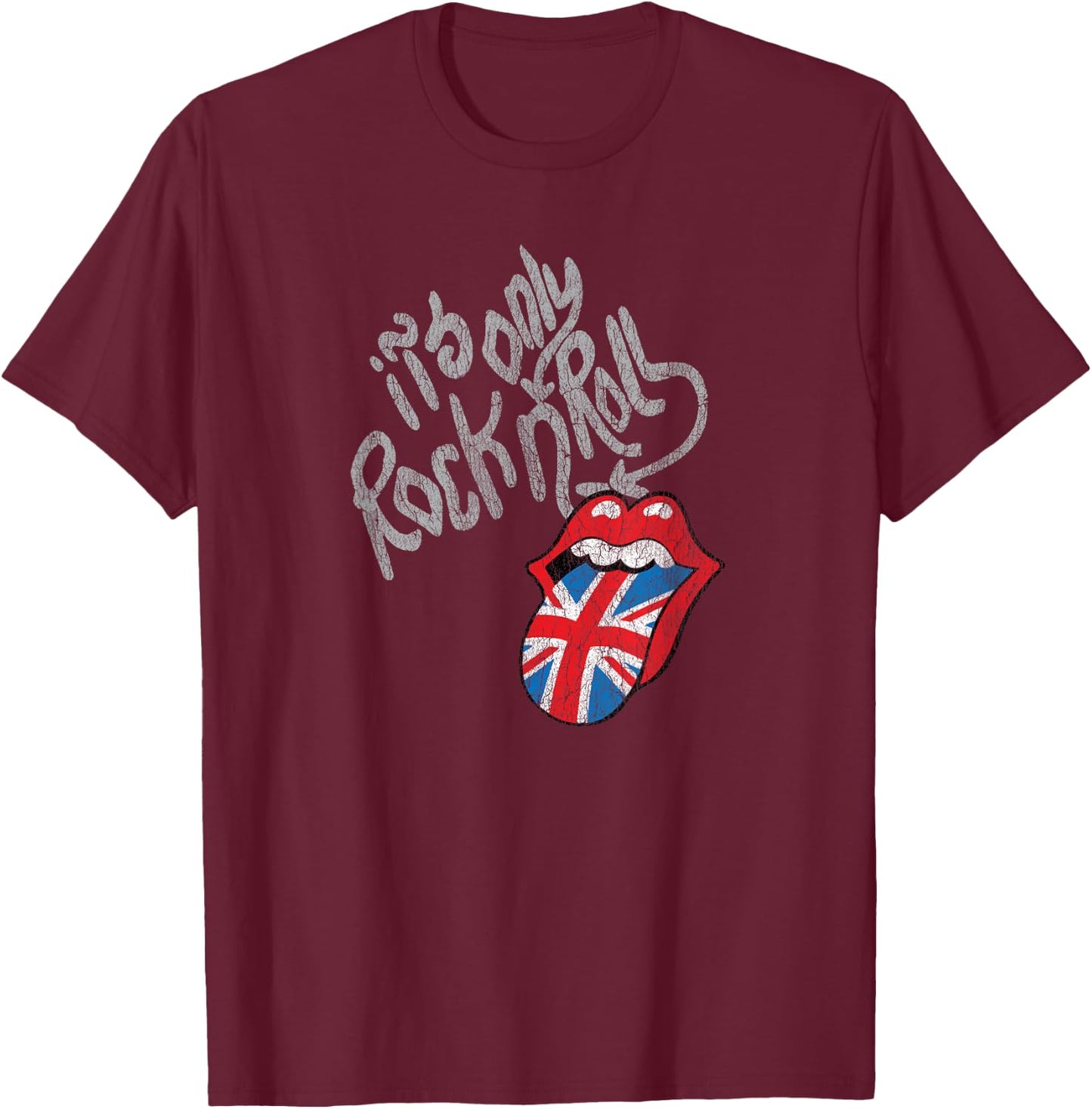 The Rolling Stones Rock N Roll UK Tongue T-Shirt - T-Shirt | Maroon