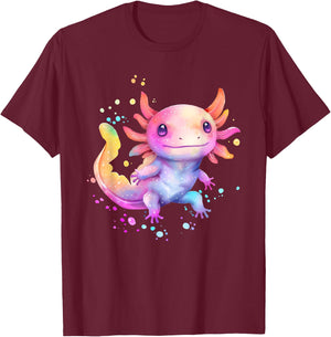 Axolotl Animal Pop Art Cute Axolotl Lover For Boy Girl T-Shirt - T-Shirt | Maroon