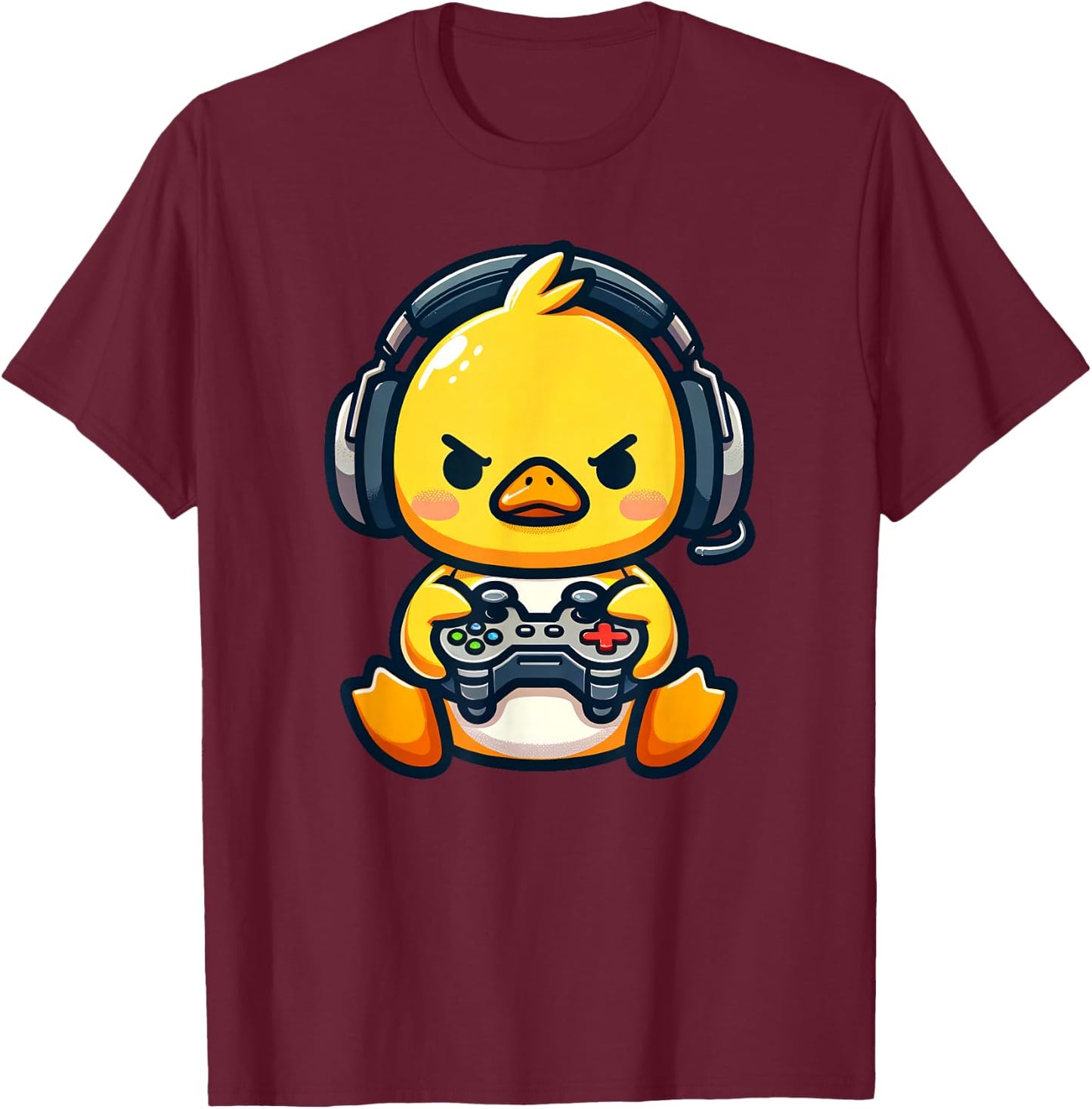 Funny Gamer Duck Video Games Boys Girls Kids T-Shirt - T-Shirt | Maroon