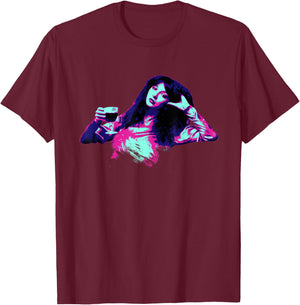 Kate Bush Laid Back Pop Art Stylised T-Shirt - T-Shirt | Maroon