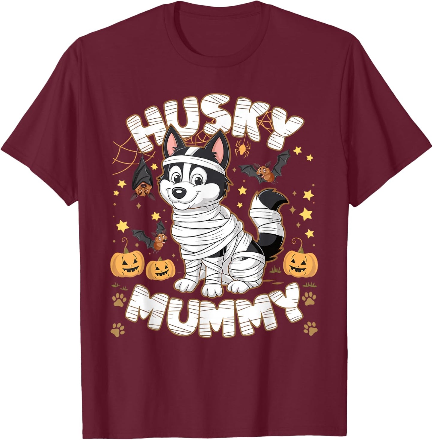 Halloween Costume Siberian Husky Dog Outfit Husky Mummy Women Kids T-Shirt - T-Shirt | Maroon