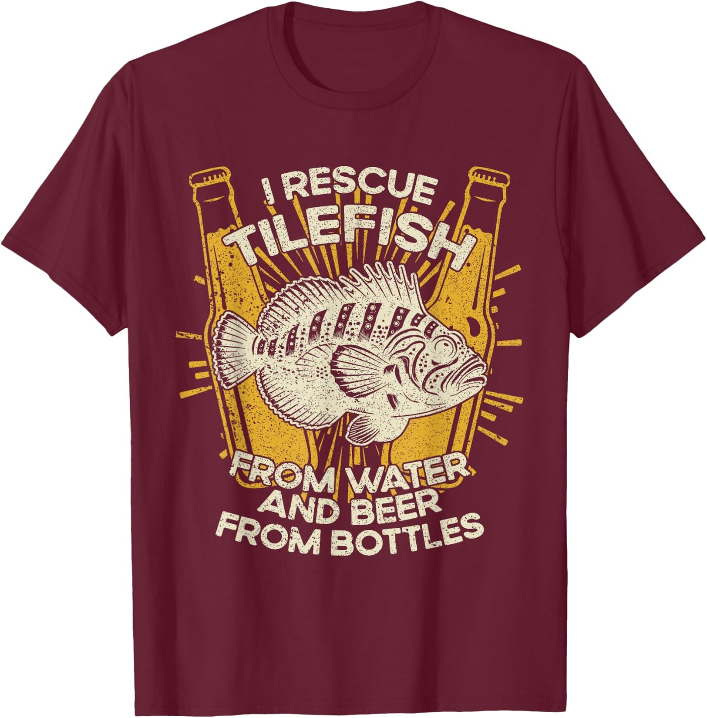 I Rescue Fish And Beer - Fisherman Fishing Tilefish T-Shirt - T-Shirt | Maroon