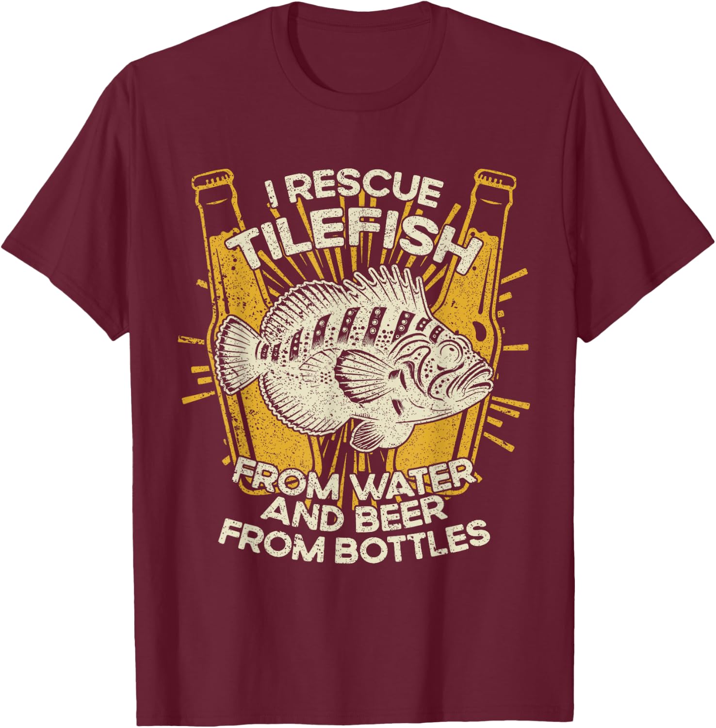 I Rescue Fish And Beer - Fisherman Fishing Tilefish T-Shirt - T-Shirt | Maroon