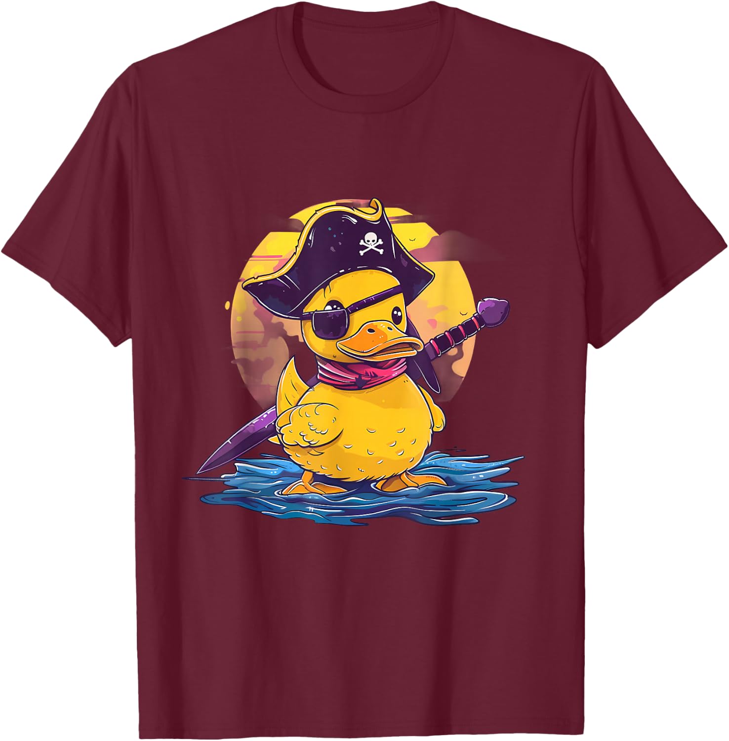 Rubber Duck Funny Rubber Duck Captain Rubber Duckie Pirate T-Shirt - T-Shirt | Maroon