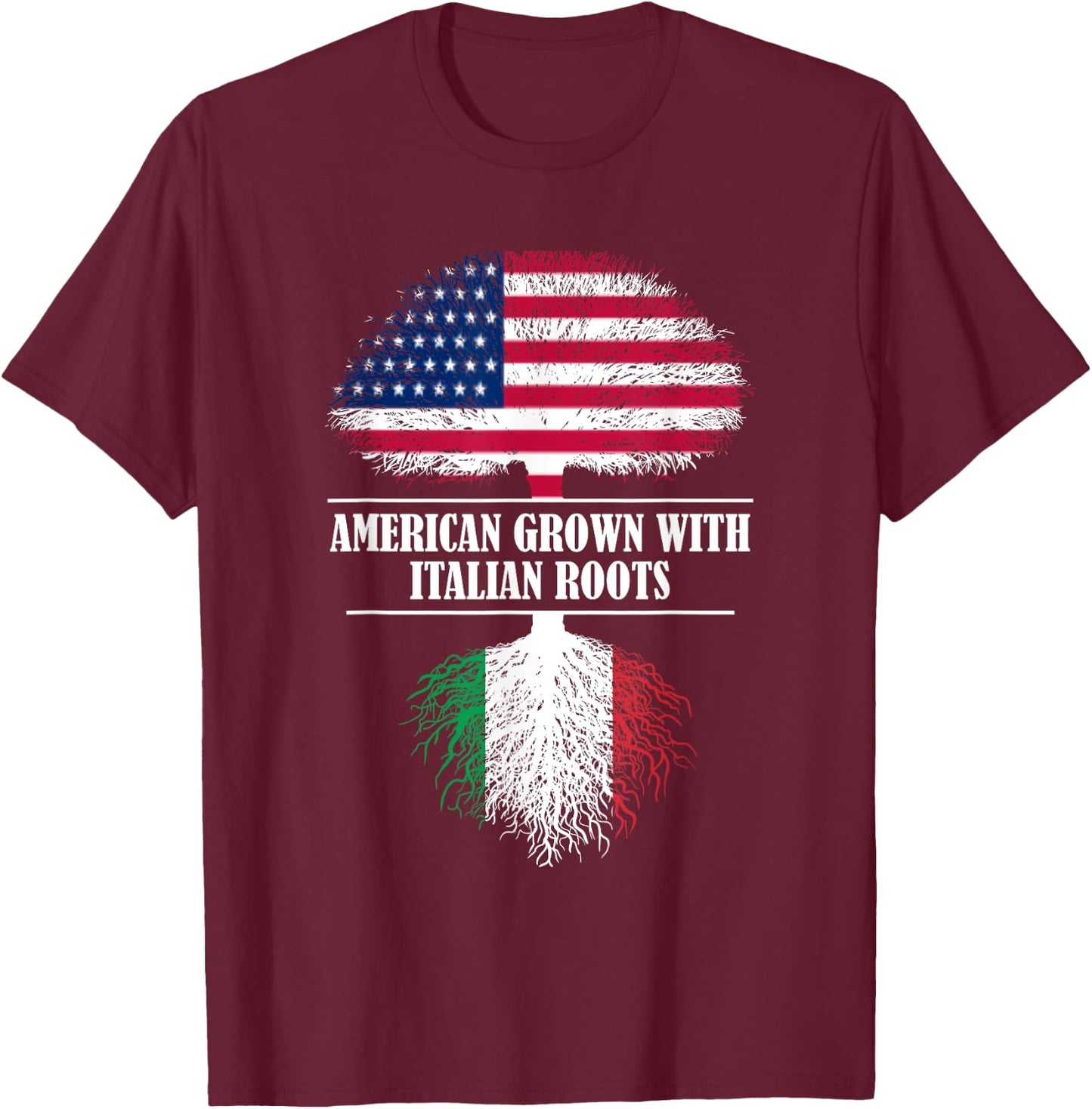 American grown with italian roots Italy flag country T-Shirt - T-Shirt | Maroon