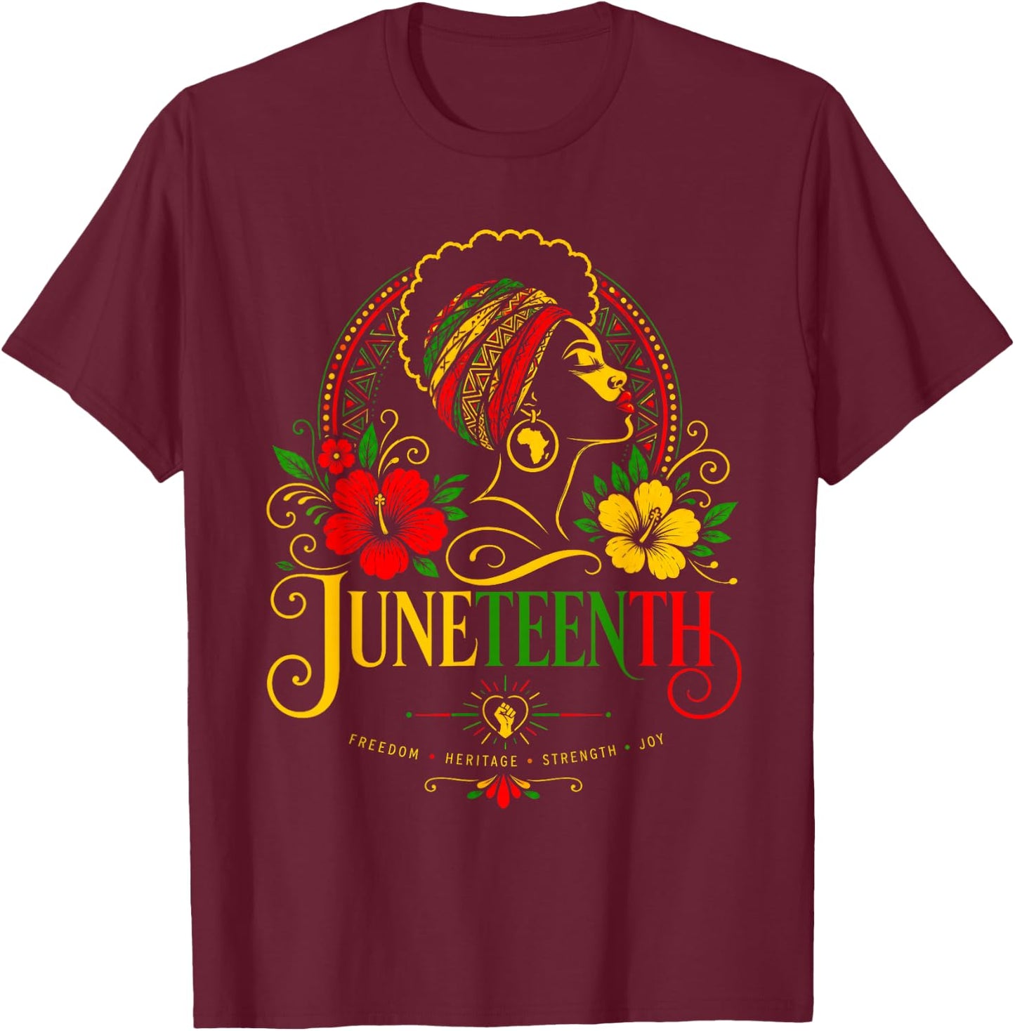 Juneteenth Black History Melanin Queen Women Girls T-Shirt - T-Shirt | Maroon