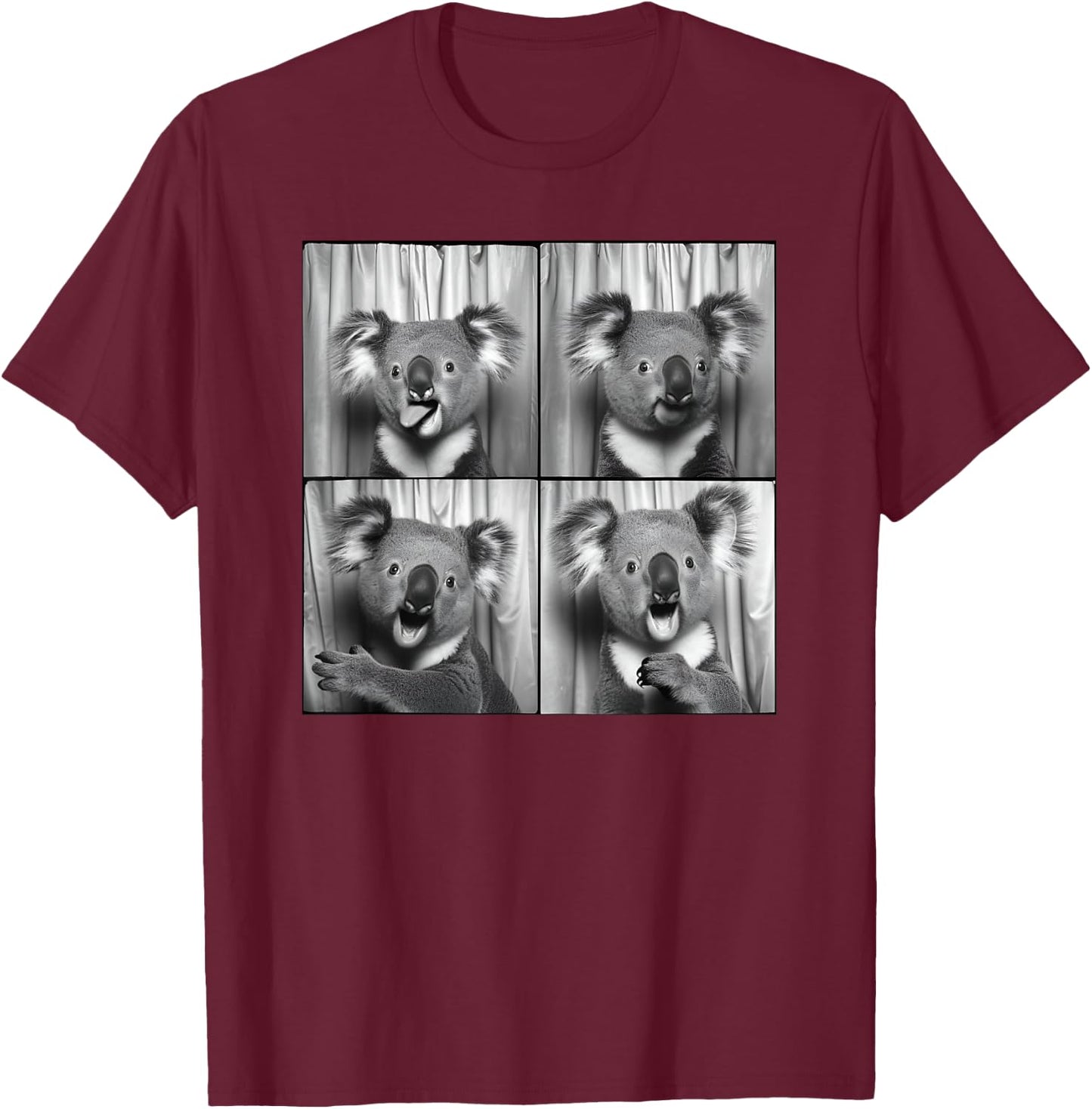 Funny Koala Face Laughing Koala Animal Photo Cute Koala T-Shirt - T-Shirt | Maroon