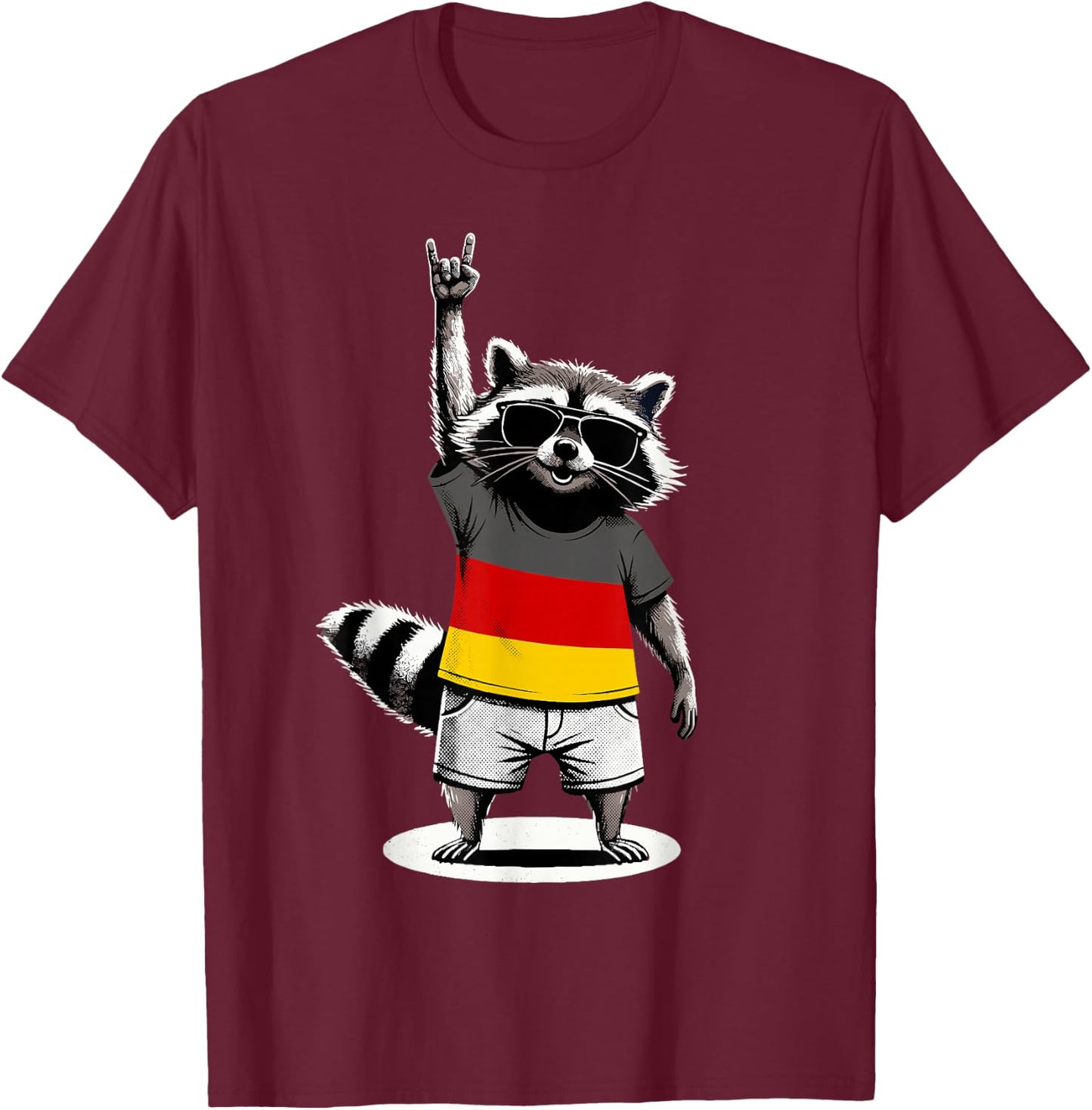 Deutsche Flagge Waschbär Lustig Deutschland T-Shirt - T-Shirt | Maroon