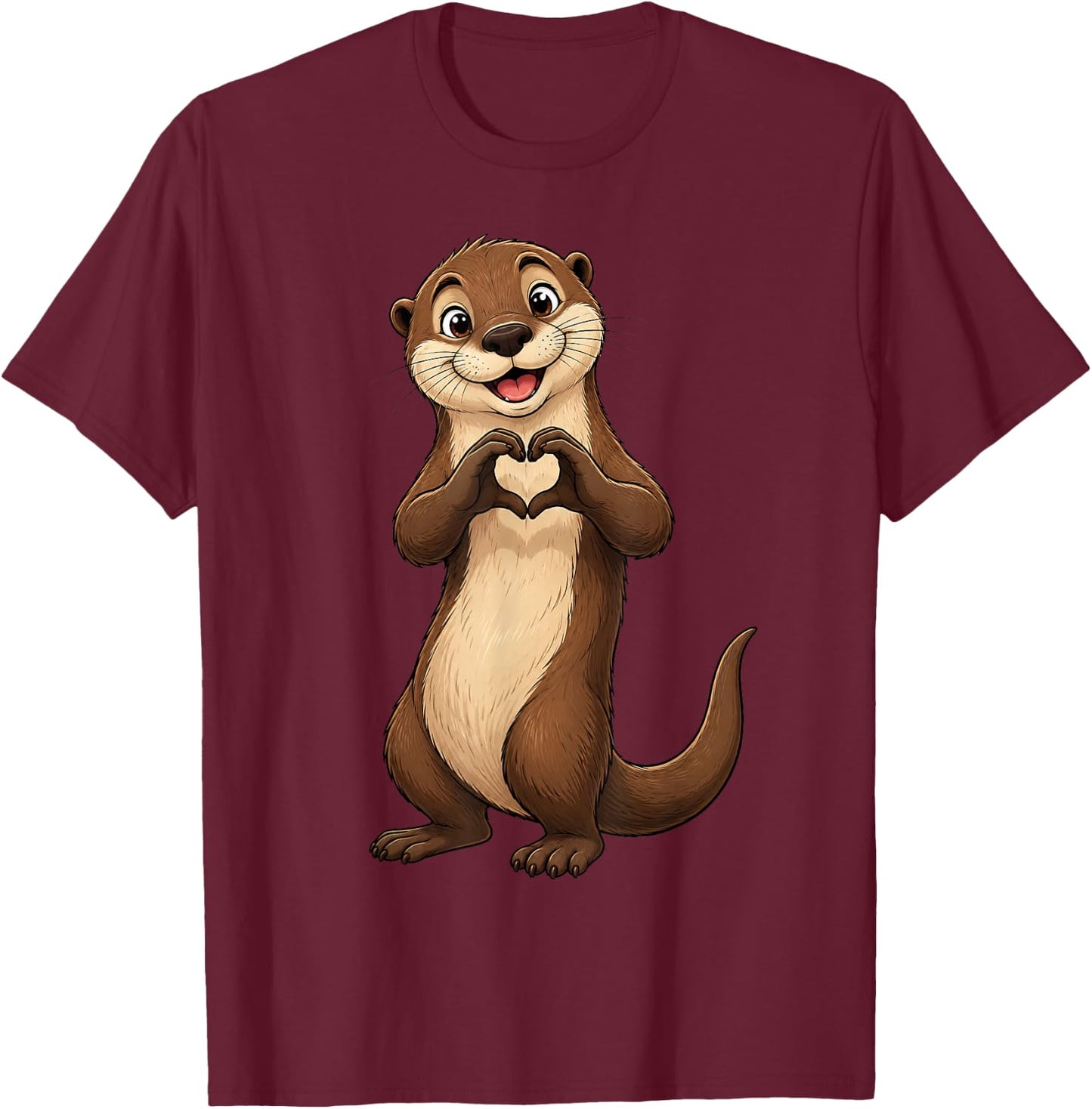 Otter mit Herz | Süßer Otterfreund mit Herzsymbol T-Shirt - T-Shirt | Maroon