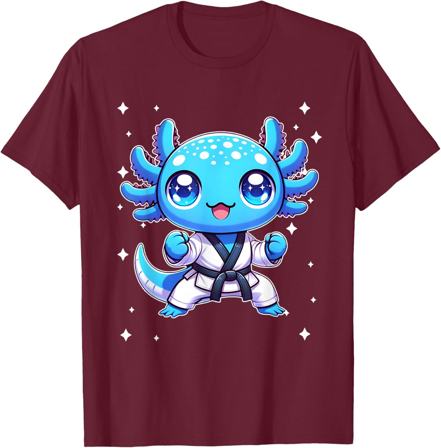 Cute kawaii karate axolotl Martial Arts T-Shirt - T-Shirt | Maroon