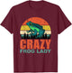 Crazy Frog Lady Funny Frogs-Amphibian Pet Owners Lovers T-Shirt - T-Shirt | Maroon