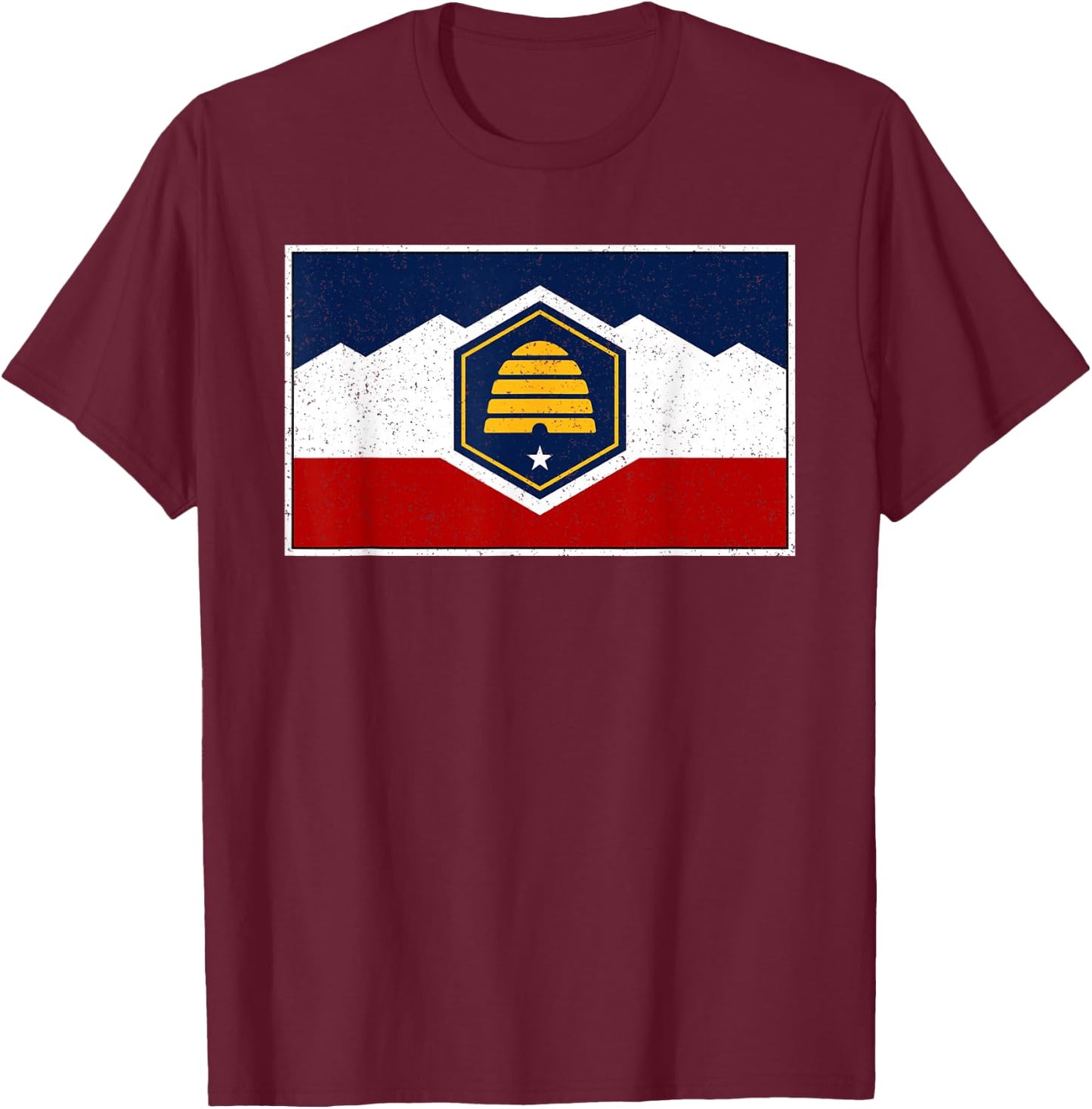 State Flag of Utah New 2024 Beehive Banner T-Shirt - T-Shirt | Maroon