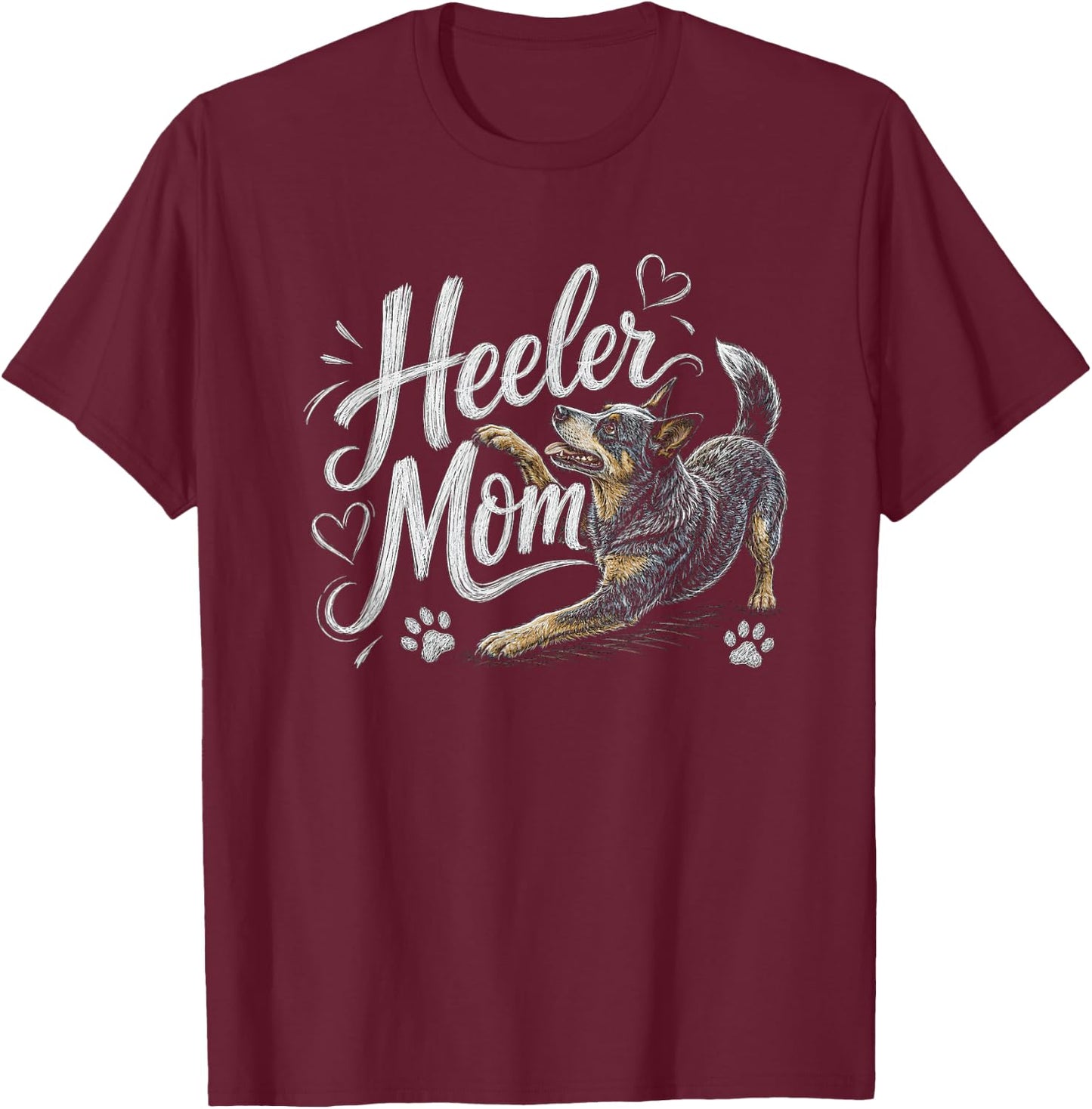 Australian Cattle Dog Blue Heeler Mom Artwork Design T-Shirt - T-Shirt | Maroon